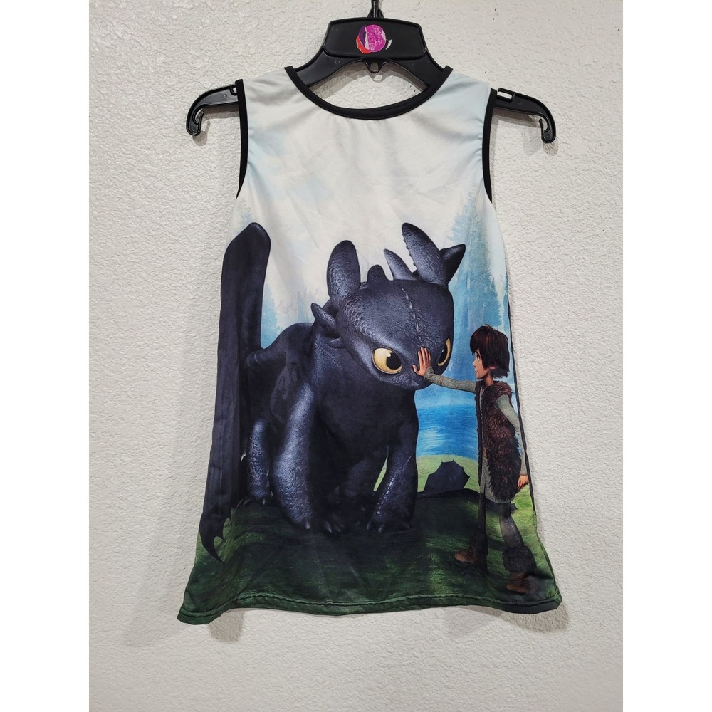 How to Train Your Dragon Toothless Hiccup Graphic Tank Dress Kids Medium‎ #10